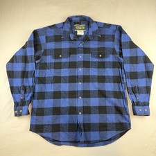 Field and Stream Mens Size XXL TALL Shirt Blue Black Heavy Cotton Flannel Plaid