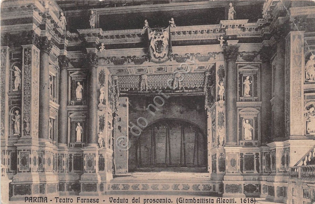 Cartolina - Parma - Teatro Farnese - Proscenio - anni '10