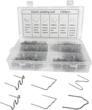 1200PCS Car Plastic Welding Kit, 6 Different Shapes Welder Staples Kit with Stor