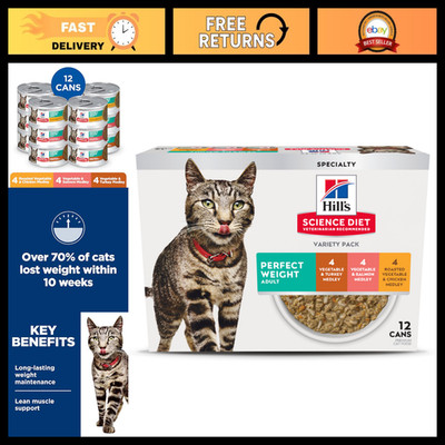 Adult Perfect Weight Wet Cat Food Variety Pack - Healthy Nutrition, Grain-Free,