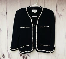 St John Collection Marie Gray Holt Renfrew Size 10 Zip Front Jacket Wool Blend