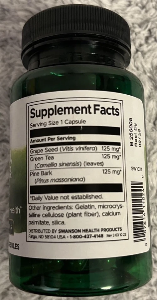 240 Capsules Grape seed, Green Tea & Pine Bark Complex Cardiovascular Health - Image 2 of 2