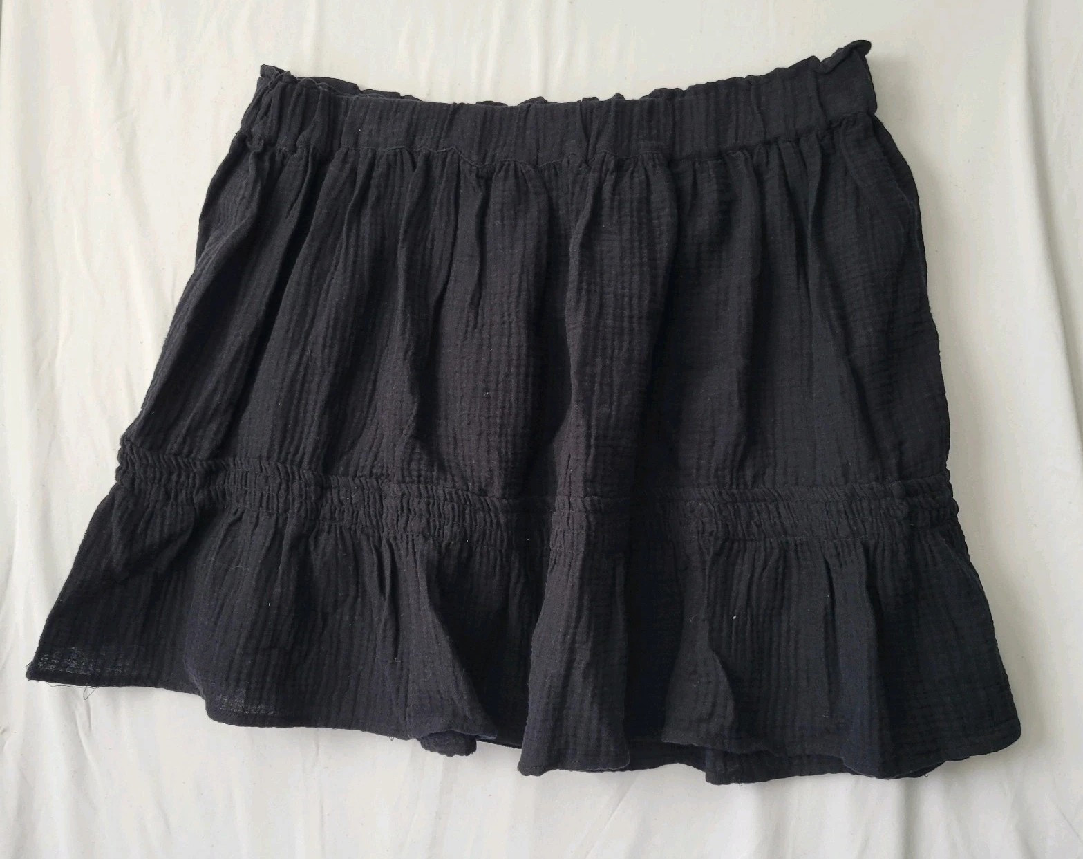 Mini Skirt Sz 20 Black Ruffle Gathered WaistBarbie Summer Flirty Resort Vacation-image