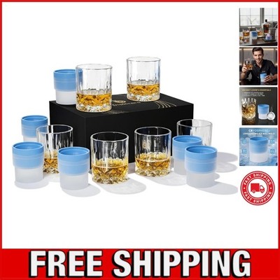 Elegant 6-Piece Whiskey Glass Set with 6 Ice Ball Molds - Perfect Bourbon Gift