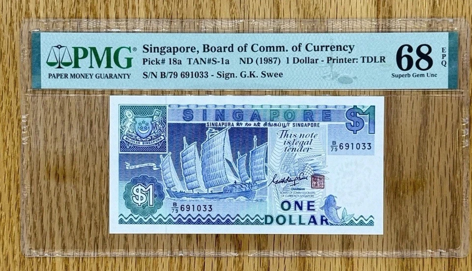 1987 Singapore Board of Comm.of Currency 1 Dollar Pick#18a PMG 68 EPQ SGU - Image 3 of 4