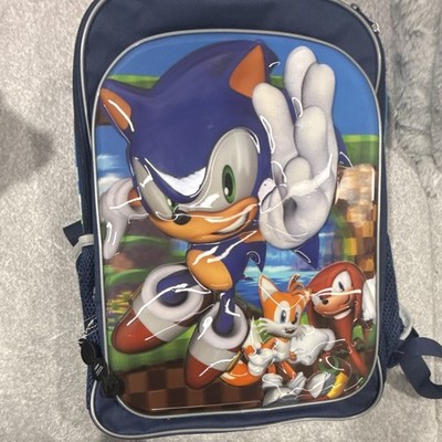 SEGA Sonic the Hedgehog Kids Backpack Blue Cartoon with Tails & Knuckles Print