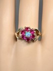 Retro Opal Ruby Flower Ring Antique Wedding Engagement Cocktail Ring Rose Gold — photo 5