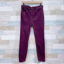 LOFT High Waisted Skinny Corduroy Pants Purple Cotton Stretch Womens 29 8