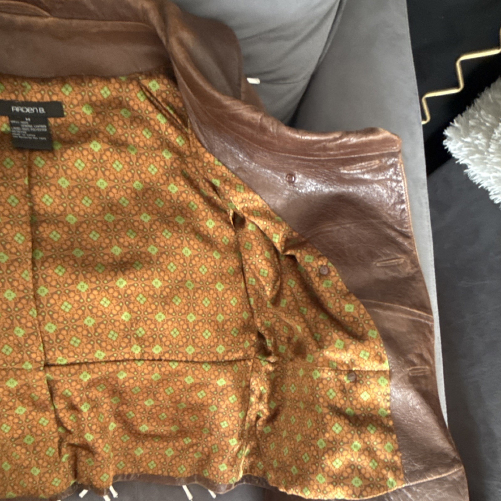 Arden B. Brown Collared Button Front Lined Leathe… - image 7