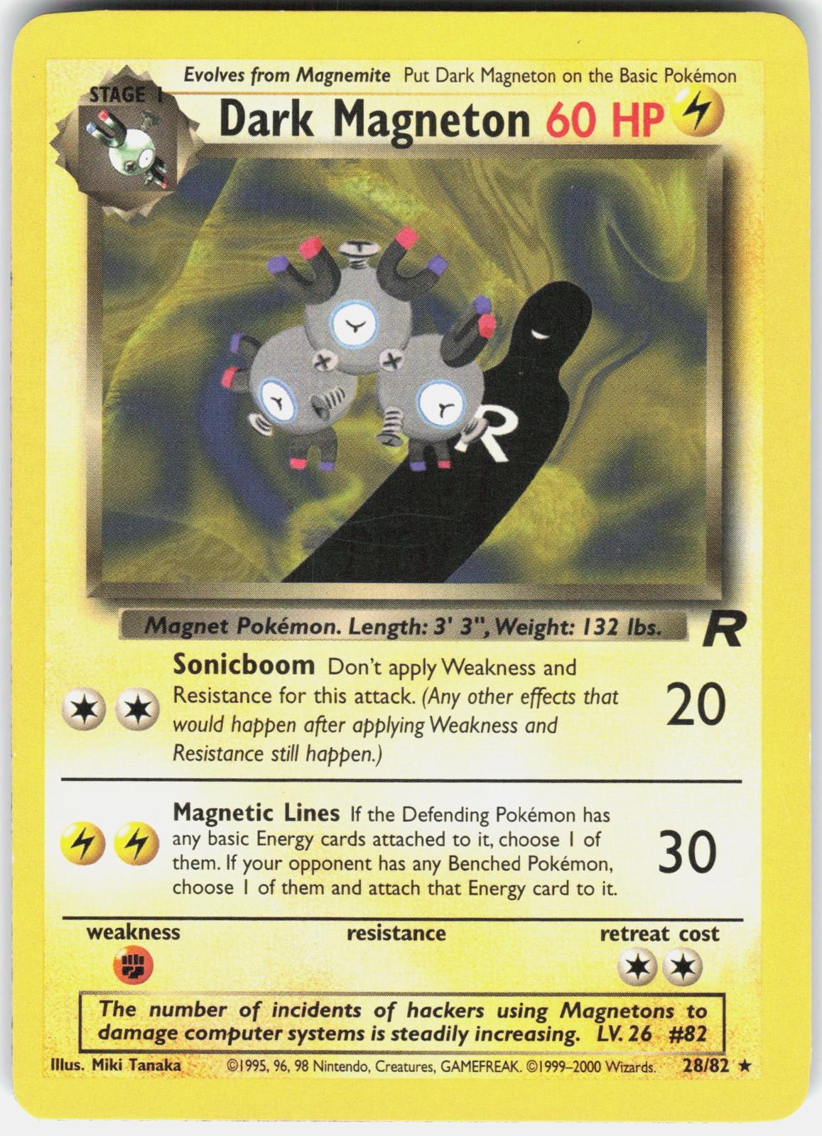 Dark Magneton 28/82 Rare Team Rocket Pokemon Unlimited Moderately Played