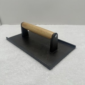 Cast Iron Grill Press w/ Wooden Handle Heavy Duty Square Meat Bacon Weight