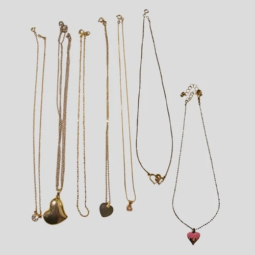 Mixed Silver & Gold Tone Necklace Lot Vintage Modern Costume Jewelry 7pc