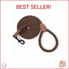 Mile High Life Dog Leash, Braided Cotton Rope Leashes with Leather Tip - Heavy D