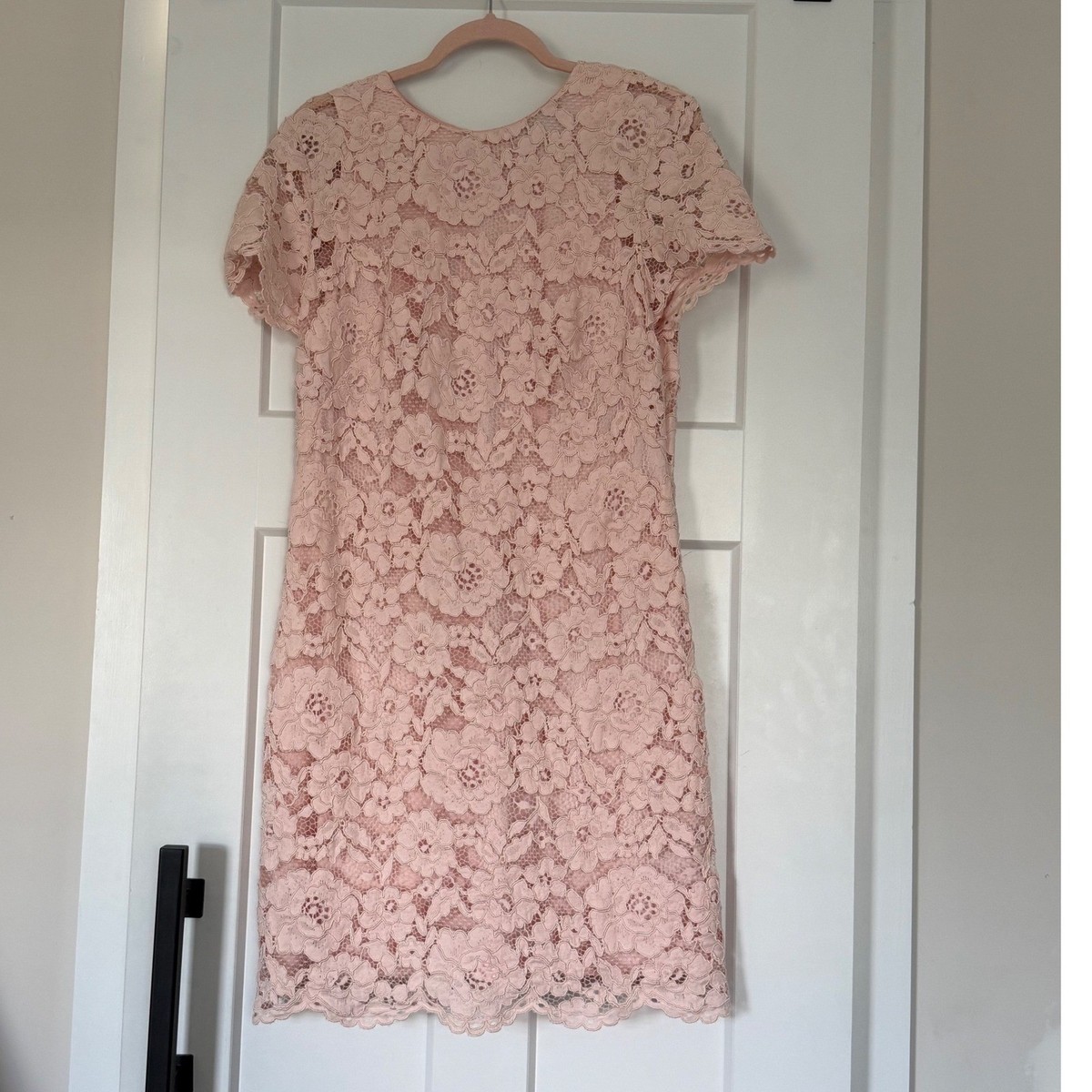 Lauren Ralph Lauren Peach/Pk Lace Short Sleeve Lined Sheath Dress Women  Size 16