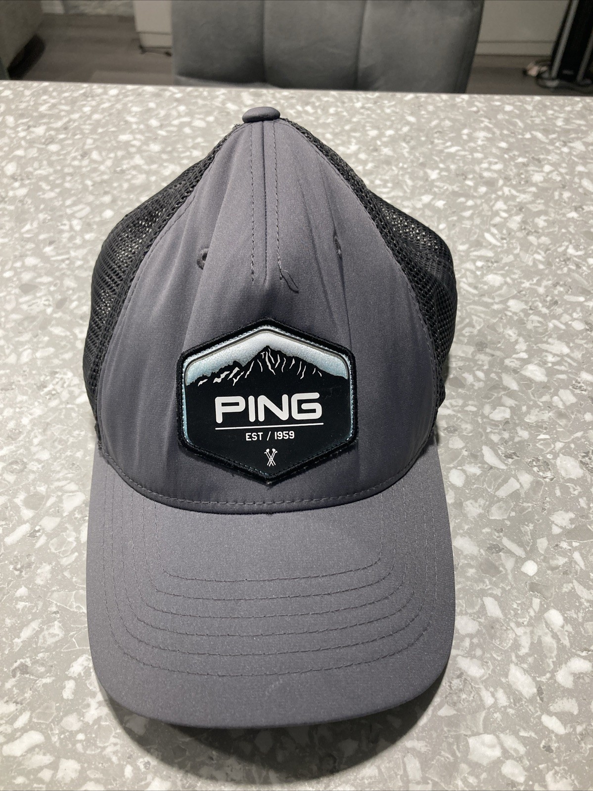 Ping Mountains Patch Snapback Mesh Back Trucker H… - image 1