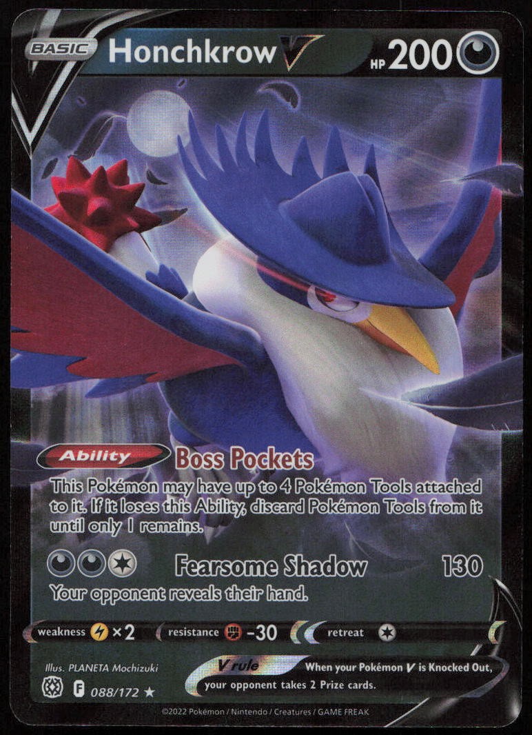 Honchkrow V 088/172 NM Brilliant Stars V Rare Holo Pokemon