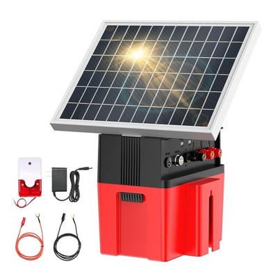 Electric Fence Charger 12000mAh Battery &10W Solar Panel Energizer for Livestock