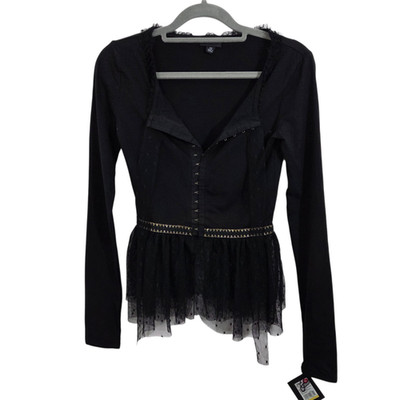 NWT Anna Sui Target Gossip Girl Top Black Tulle Punk Steampunk Whimsigoth XS