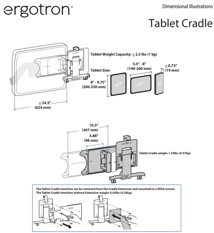 Ergotron iPad / Tablet Universal Tablet Cradle #80-106-085 BNIB Black - Image 2 of 4