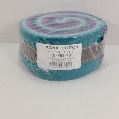 Kona Cotton Solids Aurora Palette Robert Kaufman Jelly Roll 40 Strips 2.5''