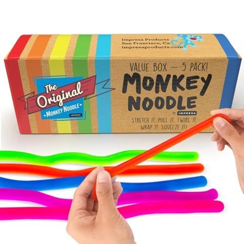 Monkey Noodle Fidget Toy - 5 Pack - Stretchy Sensory Toys for Kids 3-14 - 第 1/6 張圖片