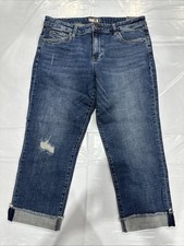 KUT From The Kloth Amy Jeans Women's 12 Blue Straight Leg Cuffed Cropped CEB465