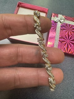 10K Gelb /Weißgold Damen Diamant Armband 2 00 ctw 7" 13 5 Gramm