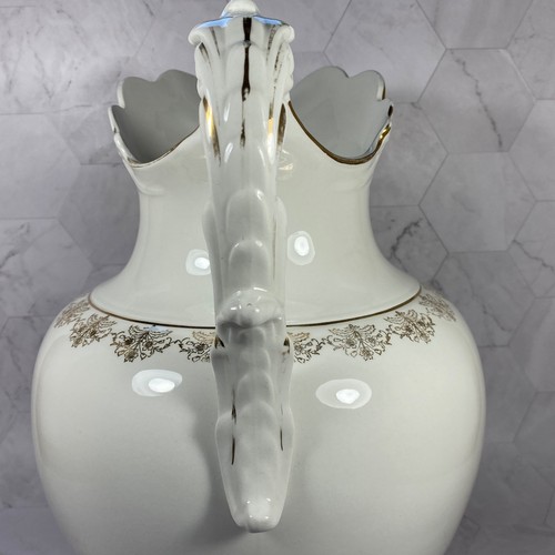 Antique Knowles, Taylor & Knowles Cream & Gold Semi-Vitreous Porcelain Pitcher - Picture 5 of 19
