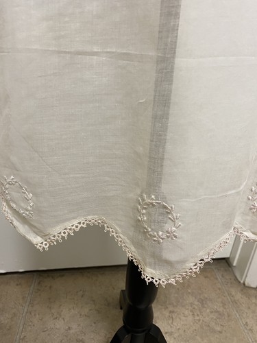 Ancien demi tablier transparent femme petite bordure dentelle brodée années 50 cuisine rétro - Photo 3/14