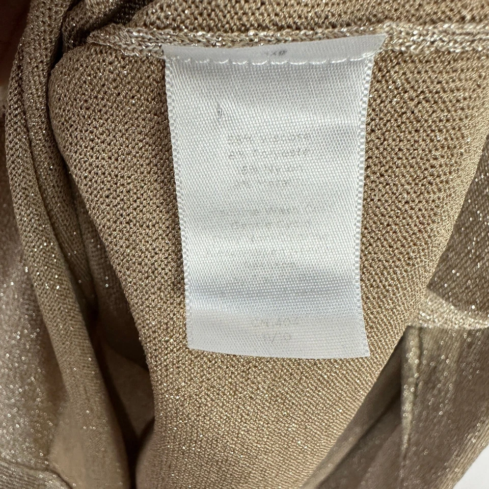 Talbots Cardigan XL Gold Shimmer Metallic Quiet Luxury Minimalist Evening Chic - Image 3 of 4