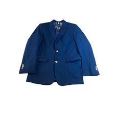 Nautica Boys Navy Blue Single Breasted Blazer Jacket Gold Anchor Buttons Size 14