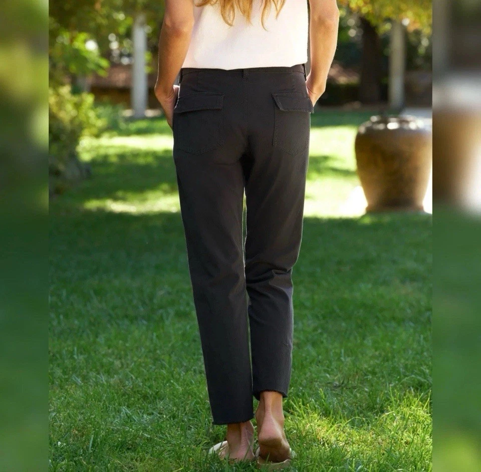 Frank & Eileen 黑石实用裤 8 码水洗黑色生下摆作物 R11 — 第 4/4 张图片