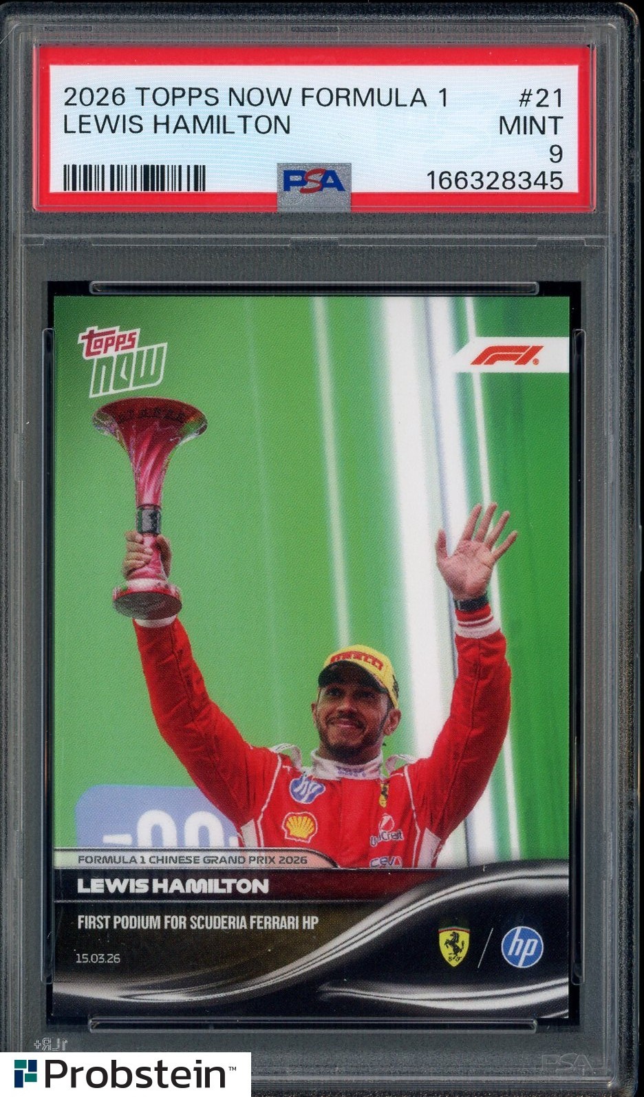 2026 Lewis Hamilton Topps Now F1 Formula Racing #21 First Podium Ferrari PSA 9 view 1