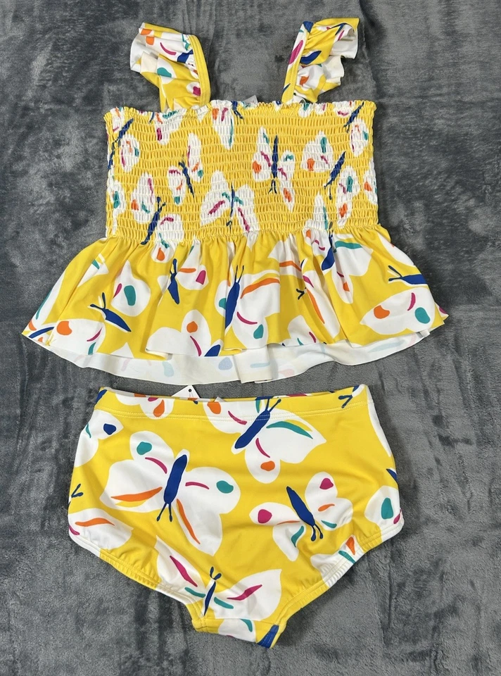 Hanna Andersson Yellow Butterfly Girls 120 cm (6-7) Swimsuit 2 Piece Bikini NEW - Image 2 of 4