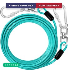Dog Tie Out Cable: 10 ft Dog Lead for Yard - Heavy Duty Chain Leash Outside for