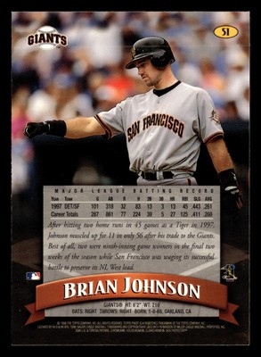 Brian Johnson 1998 Topps Finest #51 San Francisco Giants Baseball
