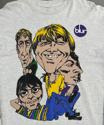 90s Blur band Cartoon Basic Style Short Sleeve T shirt Heavy Cotton NH27205
