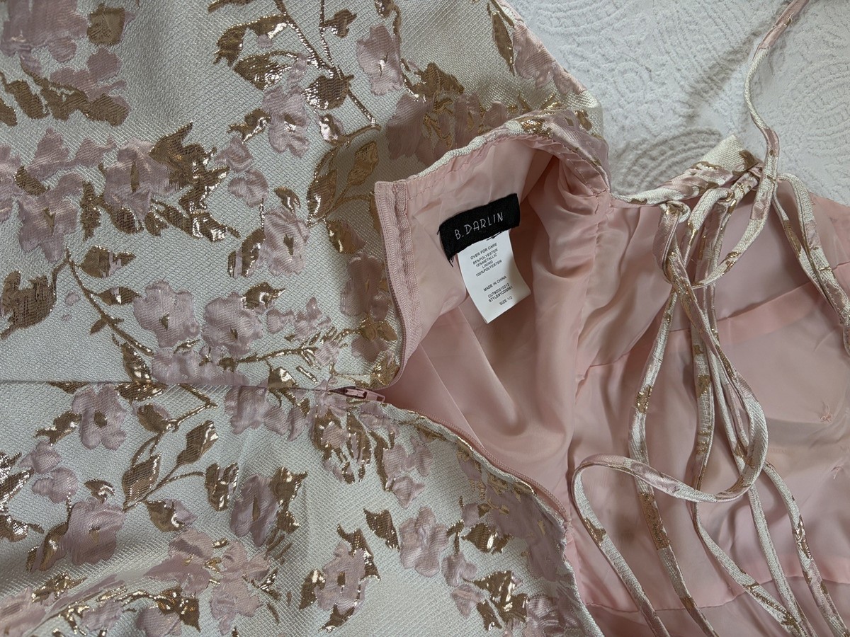 B Darlin Juniors' Lace-Up Line Floral Embroidered Jacquard A-Line Dress Sz  1/2 | eBay