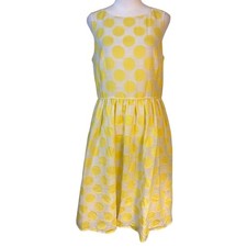 Ann Taylor Loft Yellow White Polka Dot Retro Fit Flare Dress Size 6