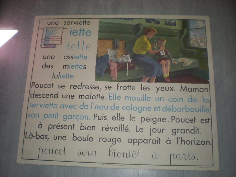 AFFICHE N° 51 N°52 SCOLAIRE POUCET ECUREUIL METHODE LECTURE UN LION SERVIETTE - Photo 2/4