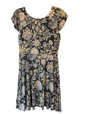 Loft botanical flower jersey dress sz MP open back boho garden travel