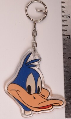 Vintage Duffy Duck Acrylic Key Ring Looney Tunes WB Warner Cartoon 