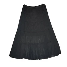 AGB Black Broomstick Skirt Gauzy Boho Witchy Maxi Gothic Fairygoth Sheer Large