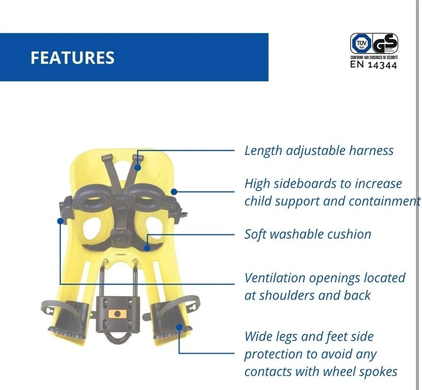 Assento dianteiro de bicicleta Bellelli Freccia bebê HiViz amarelo - Imagem 2 de 4