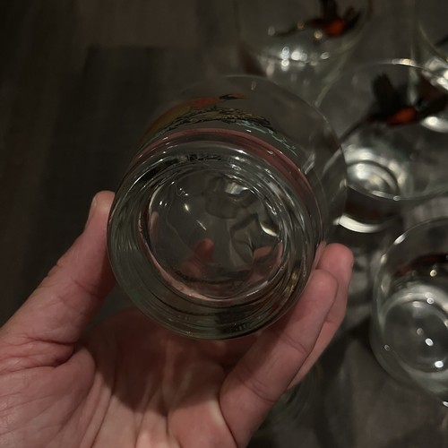 Hazel Atlas Vintage Pheasant Bar Glasses Gold Painted Set of 7 MCM Hunting 3” - Picture 19 of 24