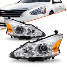 For 2013-2015 Nissan Altima 4-dr Sedan Chrome Headlights Amber Corner Lamps Pair For 2013-2015 Nissan Altima 4-dr Sedan Chrome Headlights Amber Corner Lamps Pair