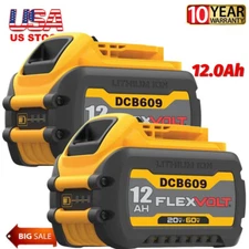 2Pcs 12Ah For DEWALT DCB609-2 20V/60V MAX FLEXVOLT Li-Ion Battery DCB609 DCB606