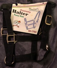 New Tough 1 Horse Halter Size Pony Color Black With Snap - Nylon