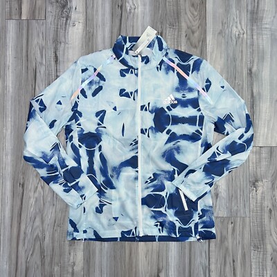 Adidas Men's Marathon Jacket Running Top Full Zip HF8770 Translucent Blue Size L