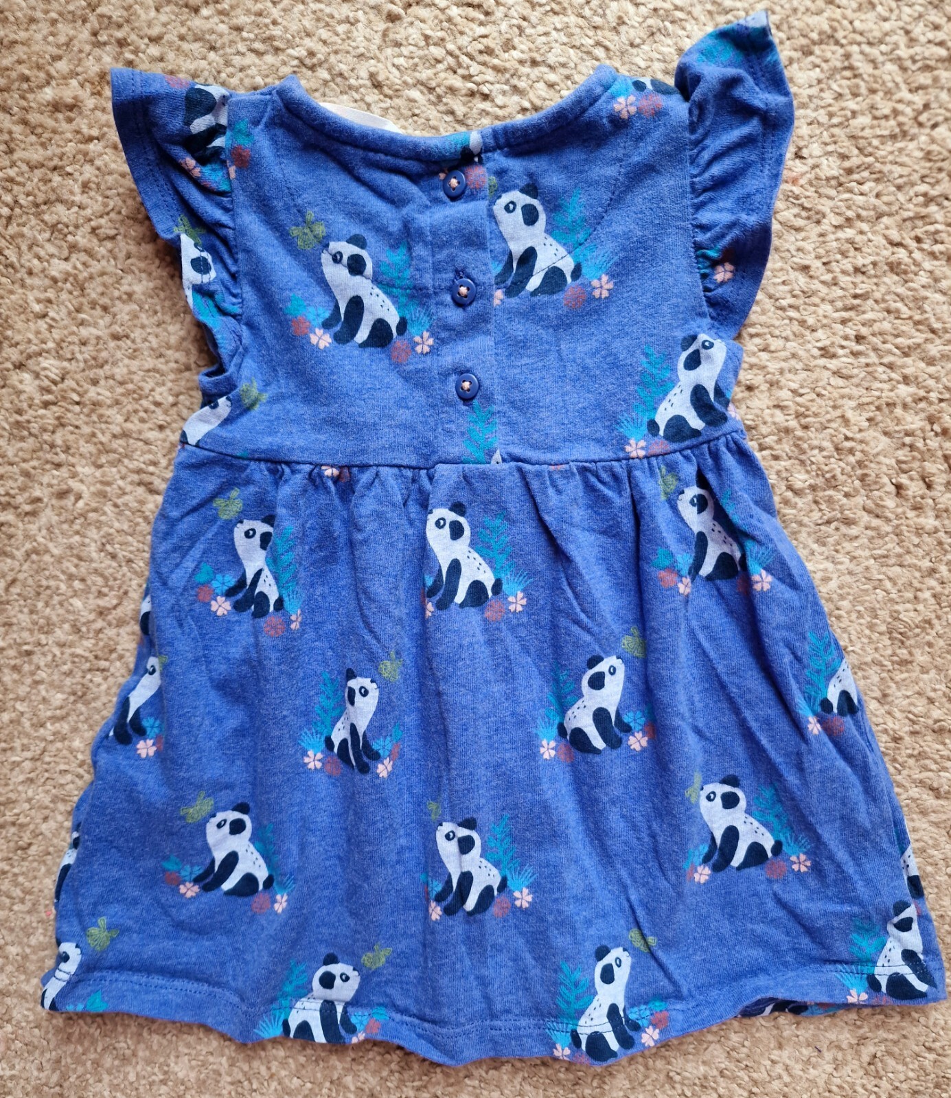 John Lewis Baby Girls 36 Months Ruffle Dress Panda Prints Short Sleeve